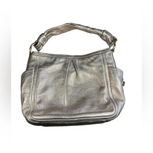 COACH METALLIC SHOULDER BAG AND MATCHING COIN PURSE
